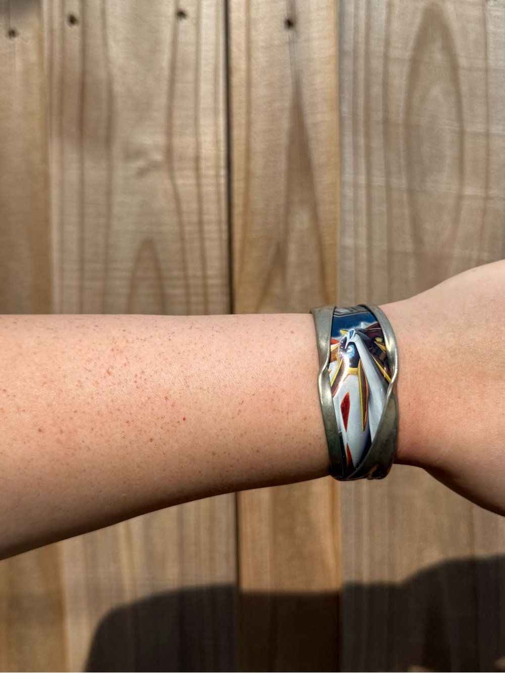 Metal tin Cuff Bracelet with Multicolor Accent